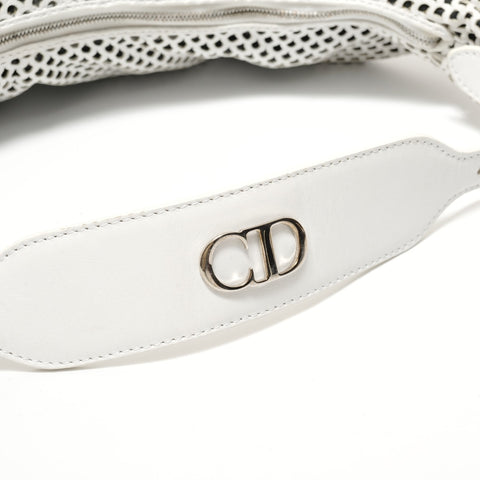 Christian Dior Perforated Hobo Leather Shoulder Bag white WS28430