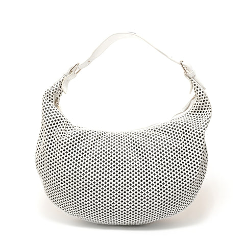 Christian Dior Perforated Hobo Leather Shoulder Bag white WS28430