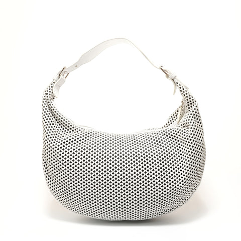 Christian Dior Perforated Hobo Leather Shoulder Bag white WS28430