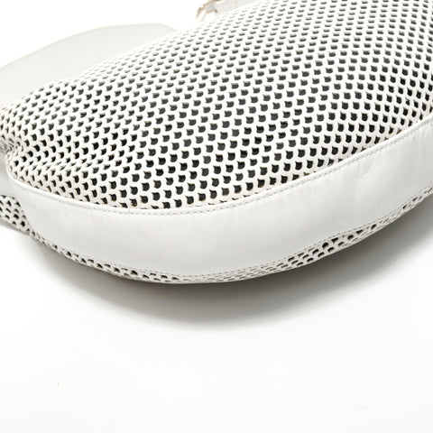 Christian Dior Perforated Hobo Leather Shoulder Bag white WS28430