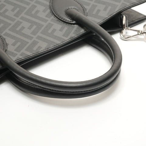 FENDI Vertical 2-way Zucca PVC 7VA578 Handbag black WS28432
