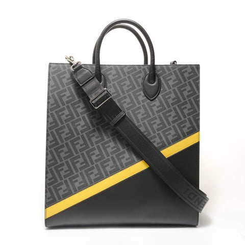 FENDI Vertical 2-way Zucca PVC 7VA578 Handbag black WS28432