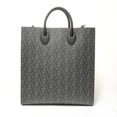 FENDI Vertical 2-way Zucca PVC 7VA578 Handbag black WS28432