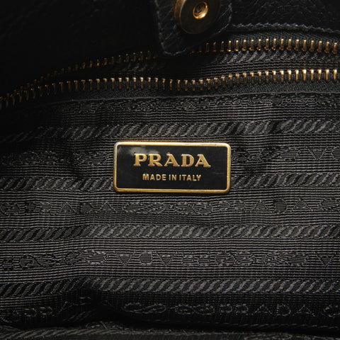 PRADA One belt, side pocket, leather Shoulder Bag black WS28433