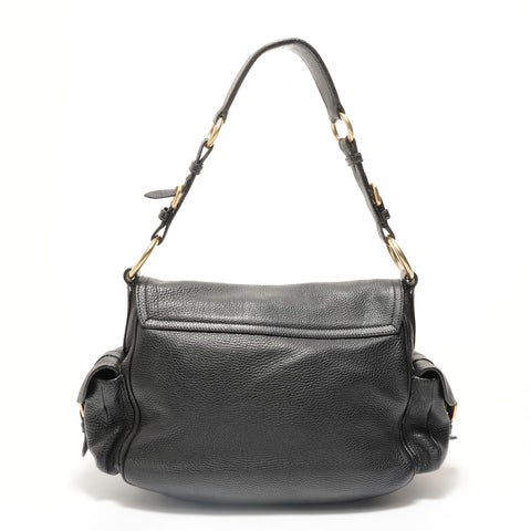 PRADA One belt, side pocket, leather Shoulder Bag black WS28433