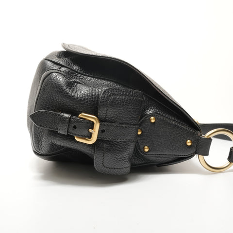 PRADA One belt, side pocket, leather Shoulder Bag black WS28433