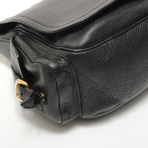 PRADA One belt, side pocket, leather Shoulder Bag black WS28433