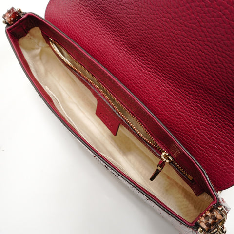 GUCCI Soho Python Bordeaux Chain Shoulder Bag Red WS28434