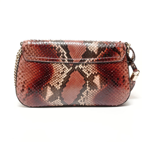 GUCCI Soho Python Bordeaux Chain Shoulder Bag Red WS28434