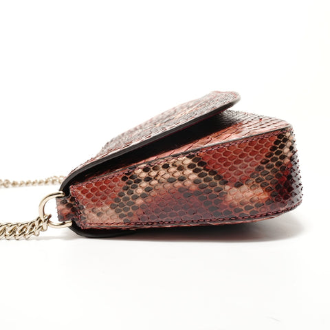 GUCCI Soho Python Bordeaux Chain Shoulder Bag Red WS28434