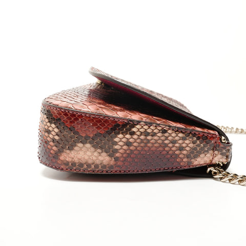 GUCCI Soho Python Bordeaux Chain Shoulder Bag Red WS28434
