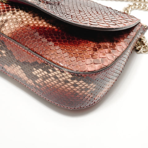 GUCCI Soho Python Bordeaux Chain Shoulder Bag Red WS28434
