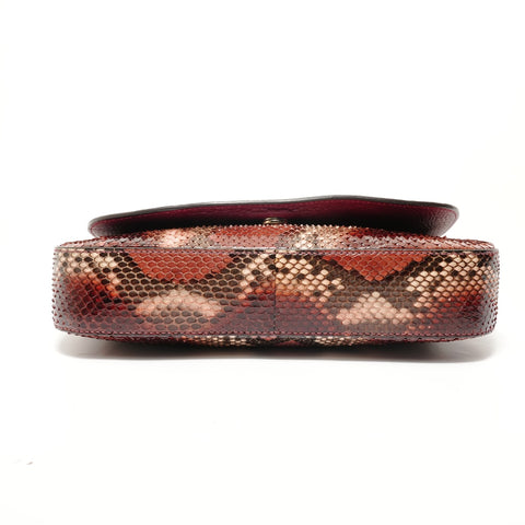 GUCCI Soho Python Bordeaux Chain Shoulder Bag Red WS28434