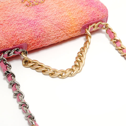 CHANEL 19 Matelass 30s Series 2-way Chain Wallet Tweed Shoulder Bag pink WS28435