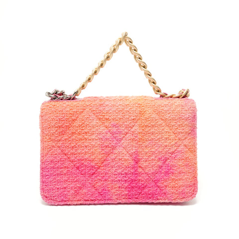 CHANEL 19 Matelass 30s Series 2-way Chain Wallet Tweed Shoulder Bag pink WS28435