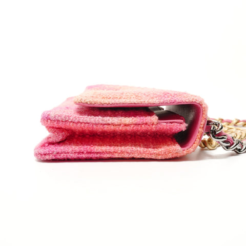 CHANEL 19 Matelass 30s Series 2-way Chain Wallet Tweed Shoulder Bag pink WS28435