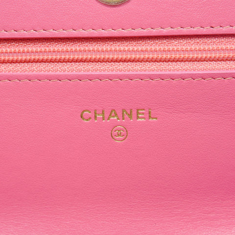CHANEL 19 Matelass 30s Series 2-way Chain Wallet Tweed Shoulder Bag pink WS28435