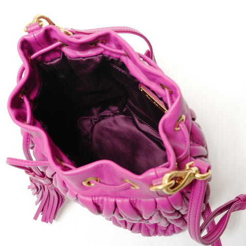 Miu Miu Matelass drawstring leather bag Shoulder Bag purple WS28436