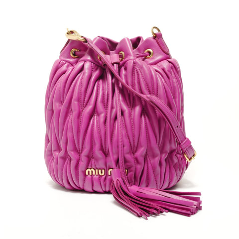 Miu Miu Matelass drawstring leather bag Shoulder Bag purple WS28436