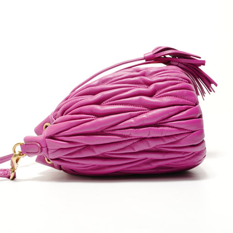 Miu Miu Matelass drawstring leather bag Shoulder Bag purple WS28436