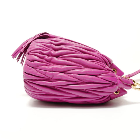Miu Miu Matelass drawstring leather bag Shoulder Bag purple WS28436