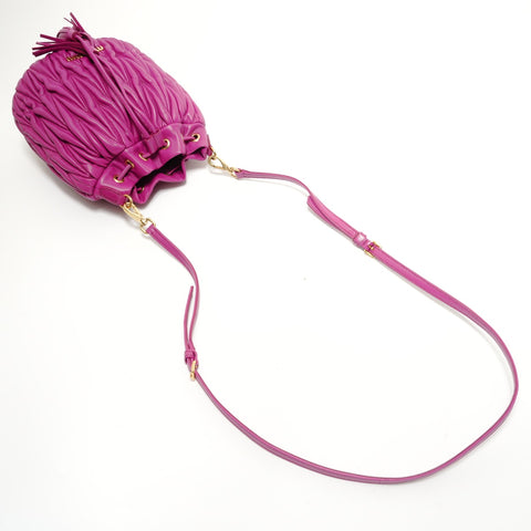 Miu Miu Matelass drawstring leather bag Shoulder Bag purple WS28436