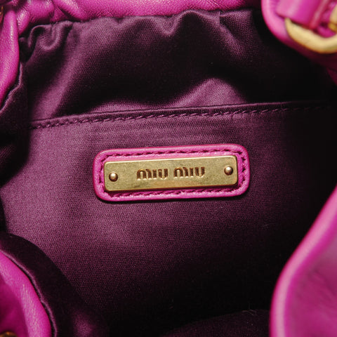 Miu Miu Matelass drawstring leather bag Shoulder Bag purple WS28436