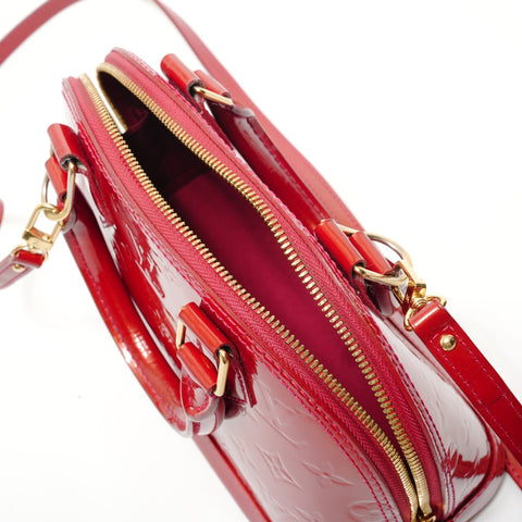 LOUIS VUITTON Alma BB Monogram Vernis 2-way Handbag Red WS28445