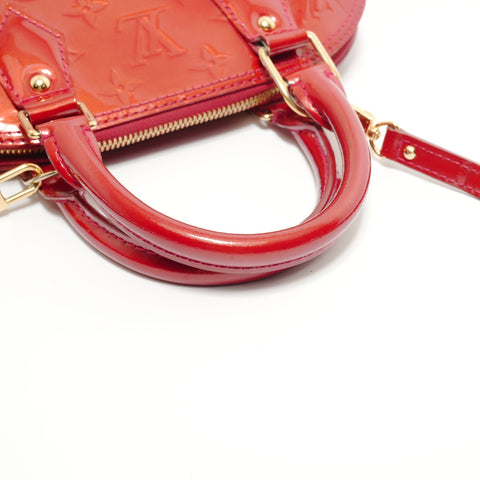 LOUIS VUITTON Alma BB Monogram Vernis 2-way Handbag Red WS28445