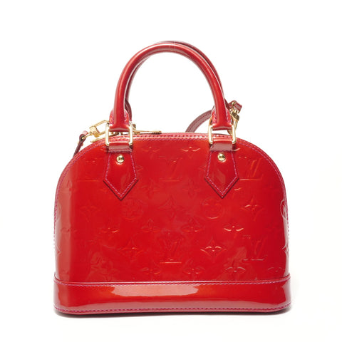 LOUIS VUITTON Alma BB Monogram Vernis 2-way Handbag Red WS28445