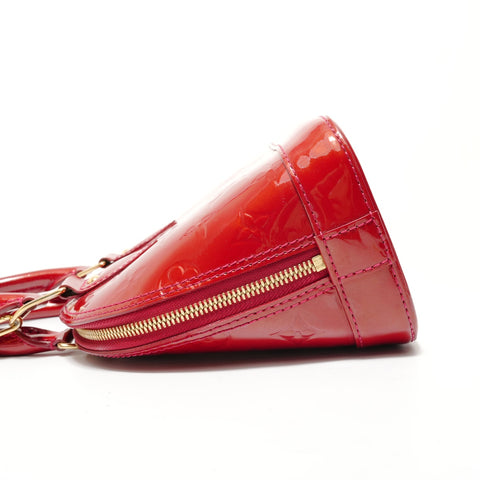 LOUIS VUITTON Alma BB Monogram Vernis 2-way Handbag Red WS28445