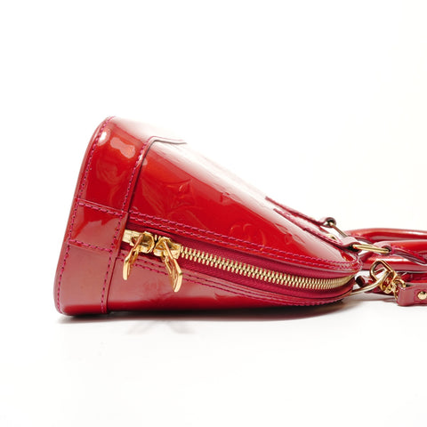 LOUIS VUITTON Alma BB Monogram Vernis 2-way Handbag Red WS28445