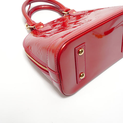 LOUIS VUITTON Alma BB Monogram Vernis 2-way Handbag Red WS28445