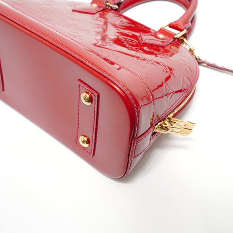 LOUIS VUITTON Alma BB Monogram Vernis 2-way Handbag Red WS28445