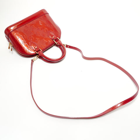 LOUIS VUITTON Alma BB Monogram Vernis 2-way Handbag Red WS28445
