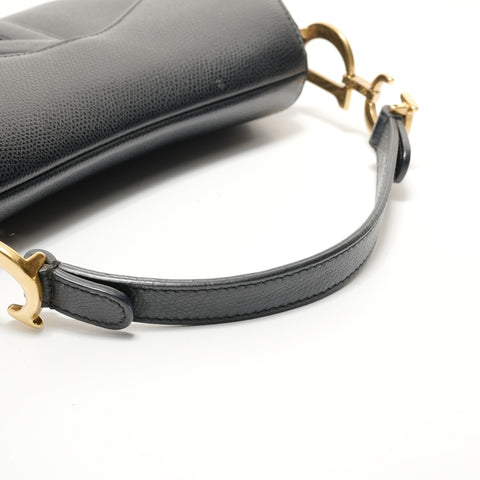 Christian Dior Saddle Semi-Shoulder Leather Handbag black WS28446
