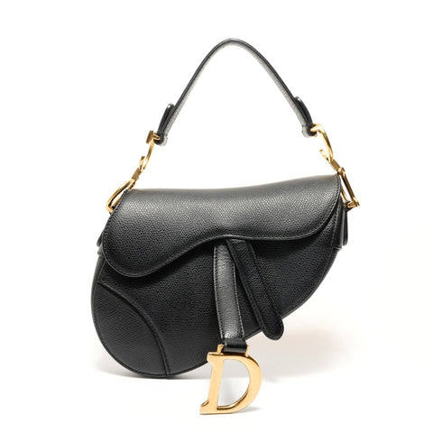 Christian Dior Saddle Semi-Shoulder Leather Handbag black WS28446