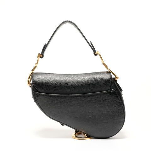 Christian Dior Saddle Semi-Shoulder Leather Handbag black WS28446