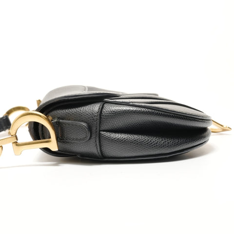 Christian Dior Saddle Semi-Shoulder Leather Handbag black WS28446