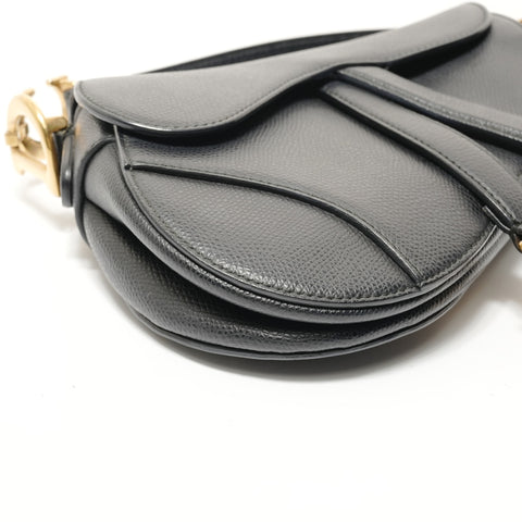 Christian Dior Saddle Semi-Shoulder Leather Handbag black WS28446