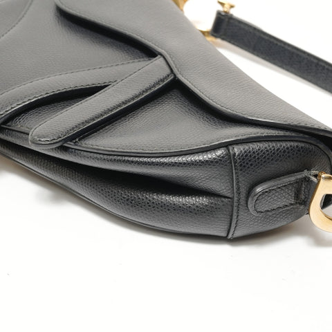 Christian Dior Saddle Semi-Shoulder Leather Handbag black WS28446