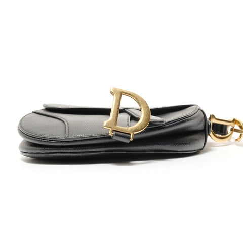 Christian Dior Saddle Semi-Shoulder Leather Handbag black WS28446