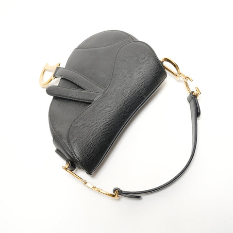 Christian Dior Saddle Semi-Shoulder Leather Handbag black WS28446