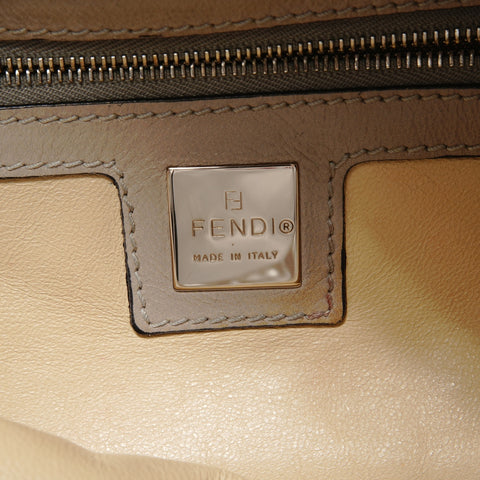 FENDI Mamma Bucket One Belt Beaded Wool Shoulder Bag gray WS28449