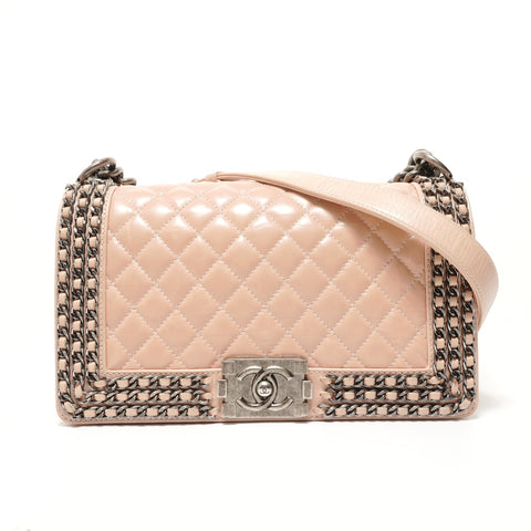 CHANEL Boy Chanel 25 Calfskin, serial number in the 20s. Shoulder Bag pink WS28454