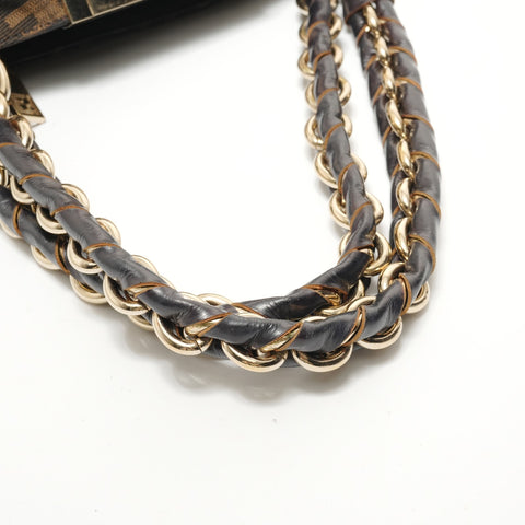 FENDI Zucca Canvas Chain Shoulder Bag Brown WS28460