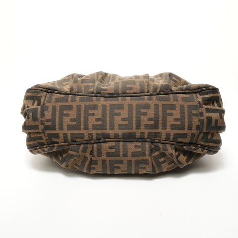FENDI Zucca Canvas Chain Shoulder Bag Brown WS28460