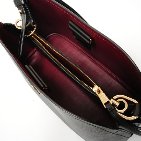 PRADA Matinee Triangle Logo Saffiano Leather Shoulder Bag black WS28461