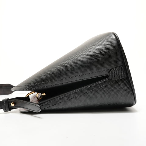 PRADA Matinee Triangle Logo Saffiano Leather Shoulder Bag black WS28461