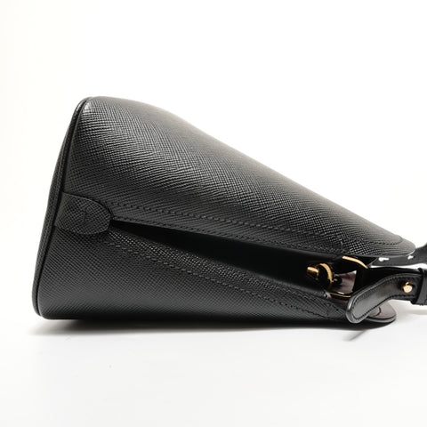 PRADA Matinee Triangle Logo Saffiano Leather Shoulder Bag black WS28461